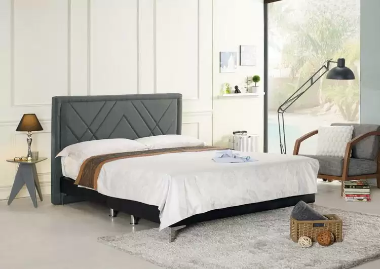 查爾雙人床片(深灰布)