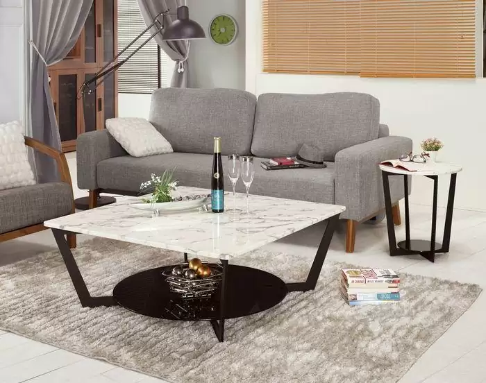 哈里特原石茶几(爵士白)