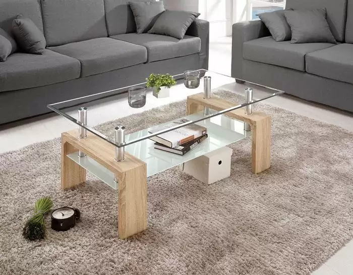 安蒂玻璃茶几(白橡)