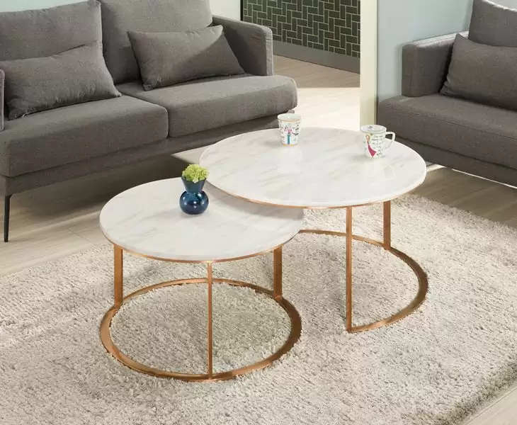 荷普原石圓几(爵士白)