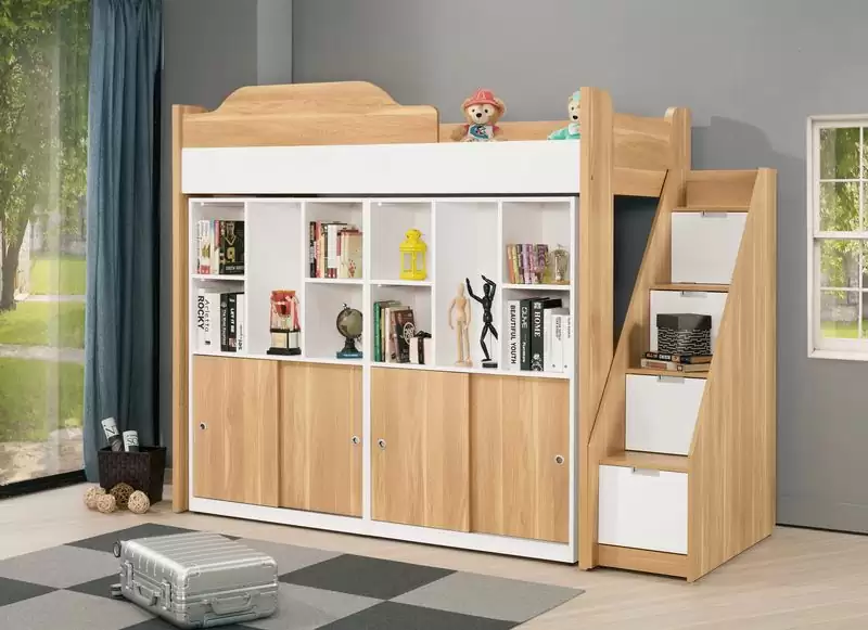 卡爾高腳床+推門書櫃組