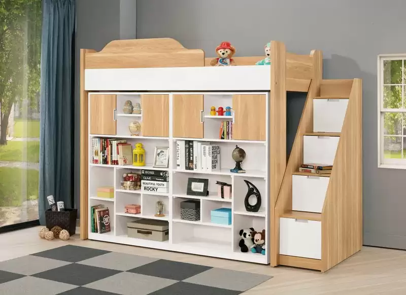 卡爾高腳床+開門書櫃組