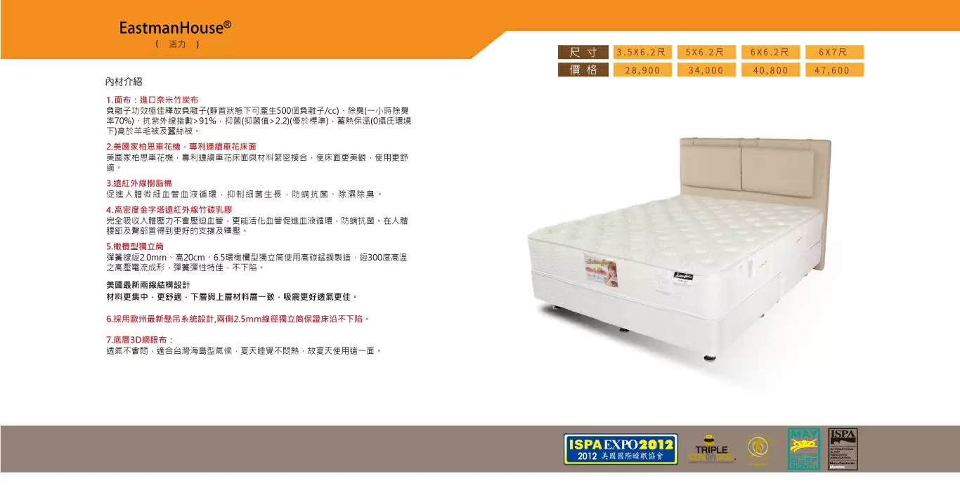 活力遠紅外線竹炭乳膠床墊