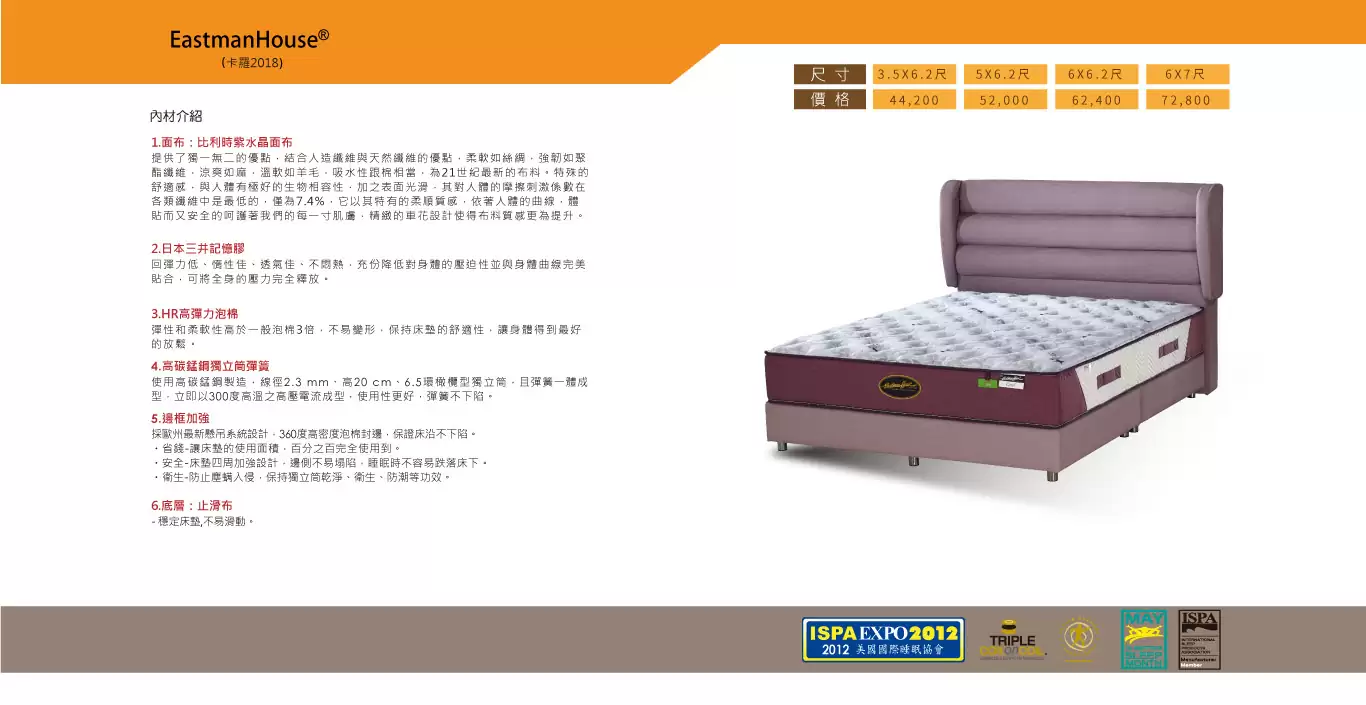 卡羅記憶膠+紫水晶表布床墊