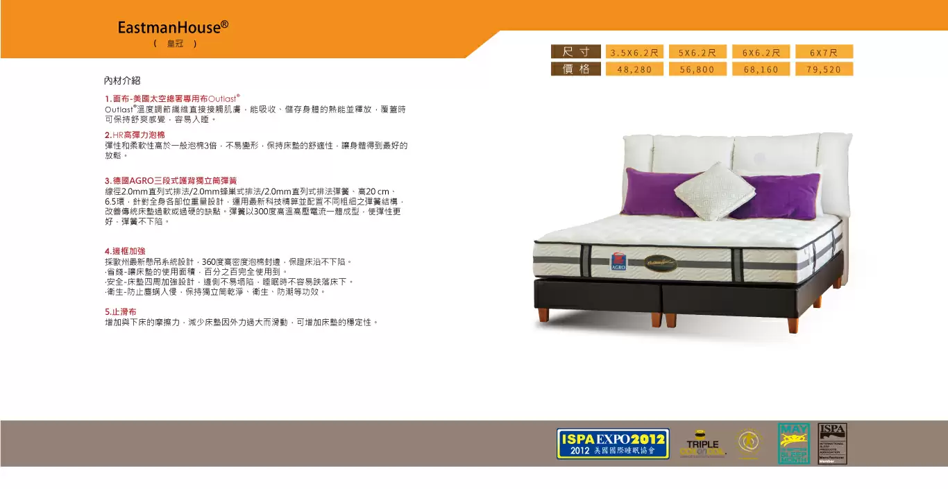 皇冠AGRO三段式護背獨立筒床墊