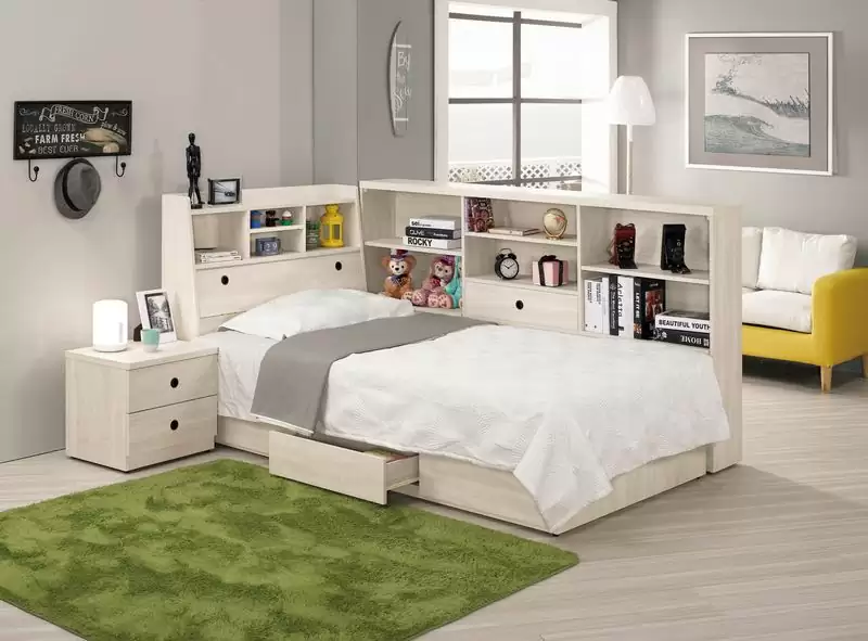 羅傑書架型床台+床邊櫃