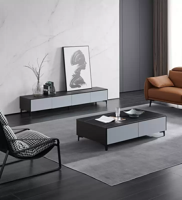 勞倫黑金岩板茶几