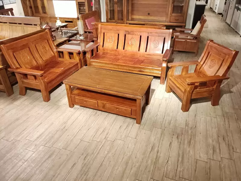 紫婕實木123組椅+大小茶几