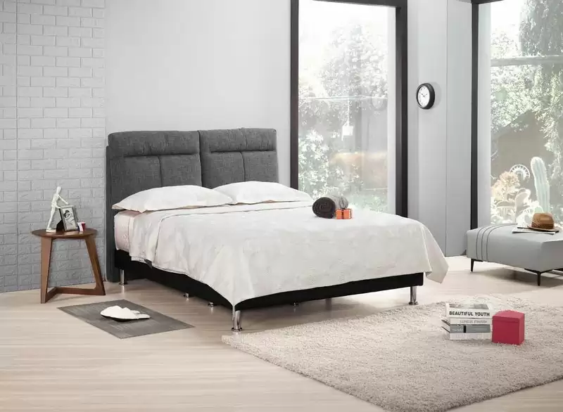 歐佳雙人床片(灰色布)