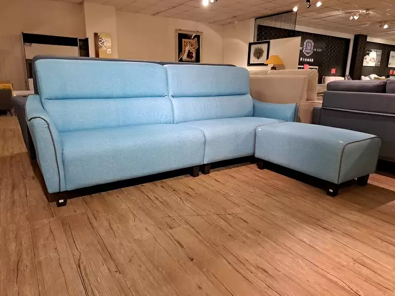 藍圖貓抓皮L型沙發