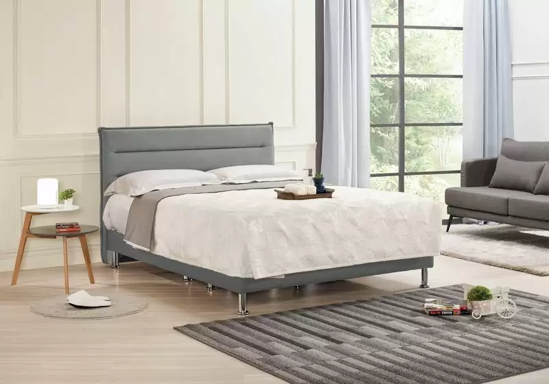 路西恩雙人床片(淺灰布)