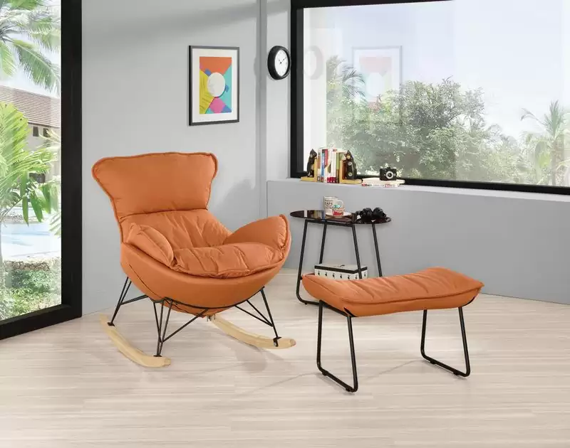 凱瑞休閒搖椅+腳凳(橙色)