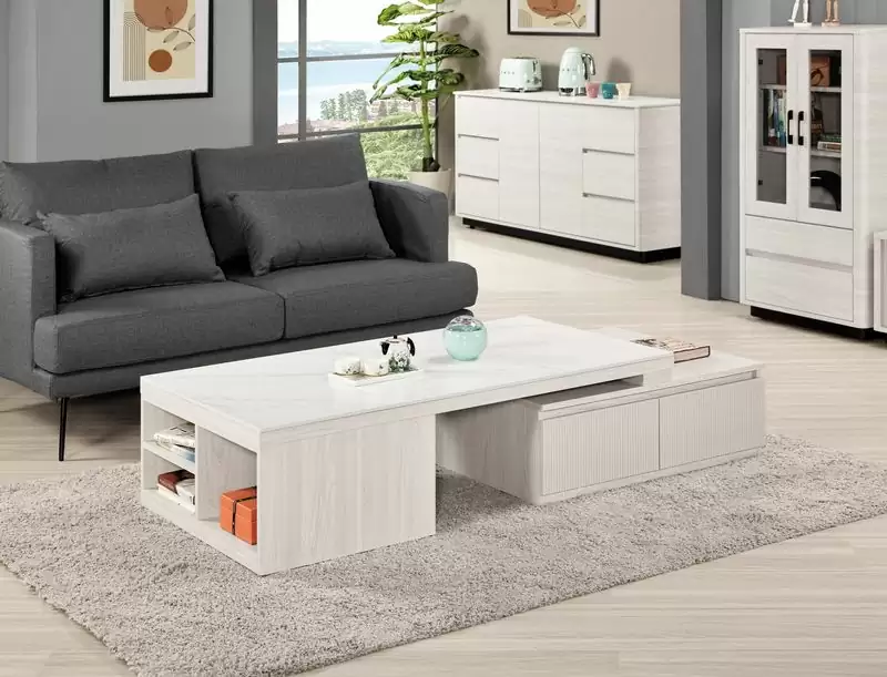 華爾斯4.3尺岩板伸縮大茶几