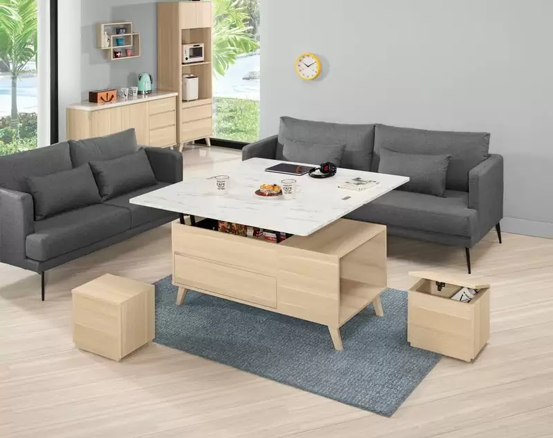 克萊爾4X4仿石面升降大茶几