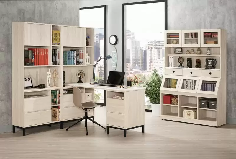 丹妮拉5尺L型四抽書桌