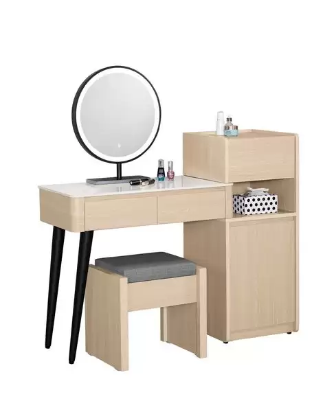 艾維斯2.7尺岩板伸縮化妝台含椅