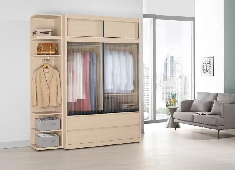 艾維斯5尺被櫥式鋁框四抽拉門衣櫥