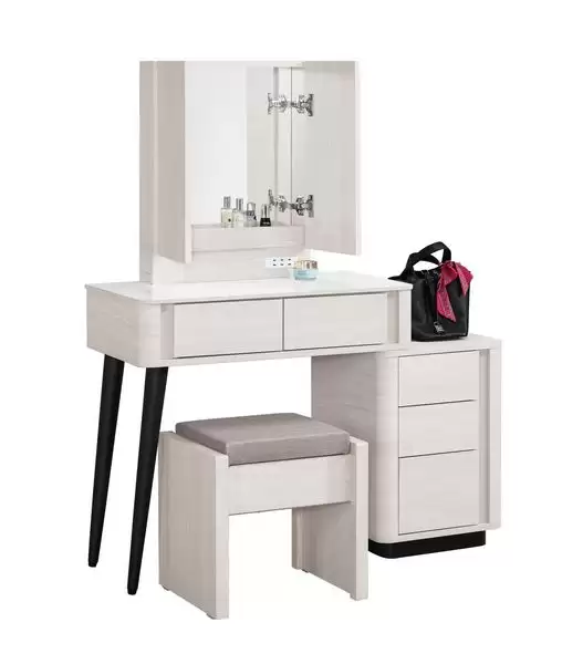 華爾斯2.7尺岩板伸縮開門式化妝台含椅