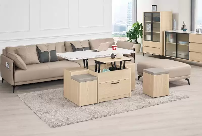 艾維斯4X4尺仿石面升降大茶几