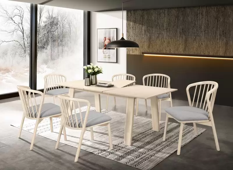 喬伊絲6.6尺伸縮蝴蝶餐桌(洗白色)