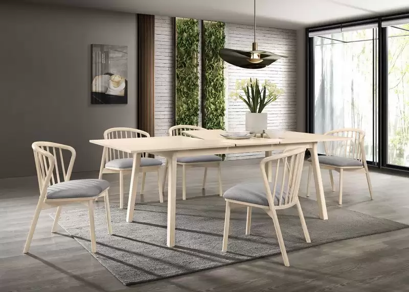 羅拉7.5尺伸縮蝴蝶餐桌(洗白色)