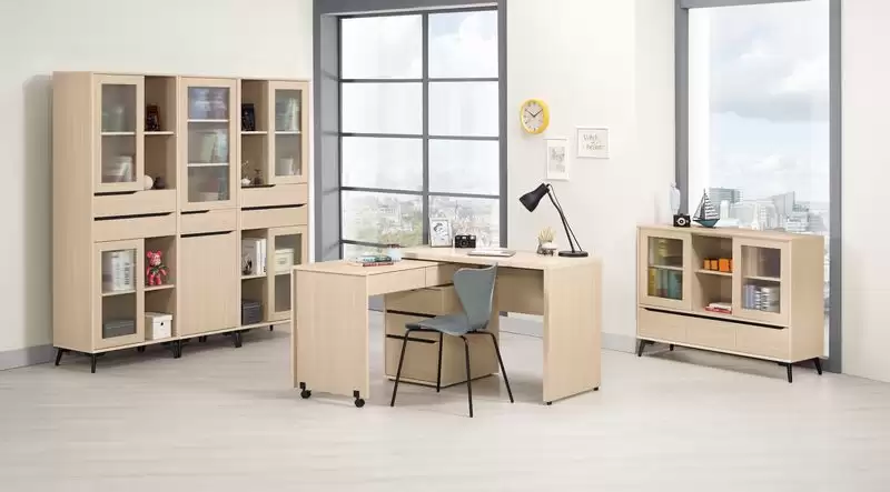 朵利斯多功能書桌+6.4尺組合書櫥