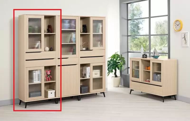 朵利斯2.3尺書櫥(面左玻璃)