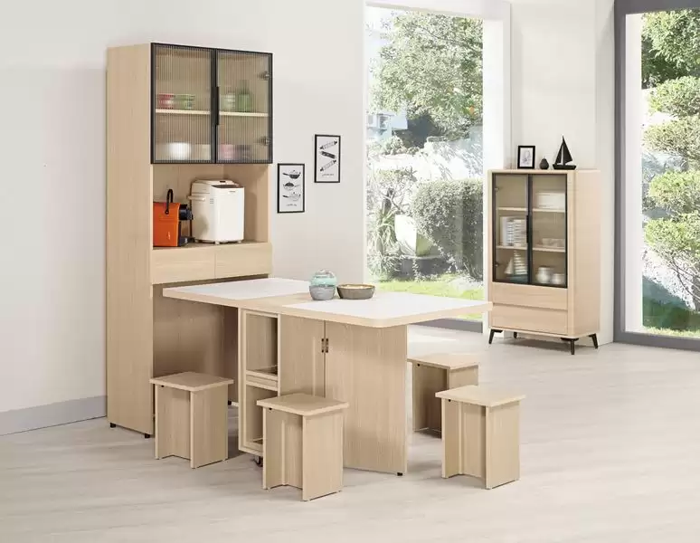 艾維斯2.7尺仿石面多功能組合餐桌櫃(全組)