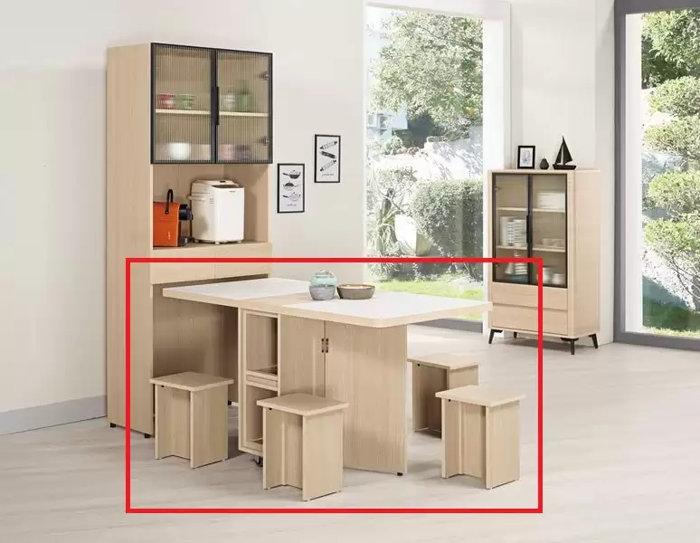 艾維斯仿石面多功能折合餐桌+4椅