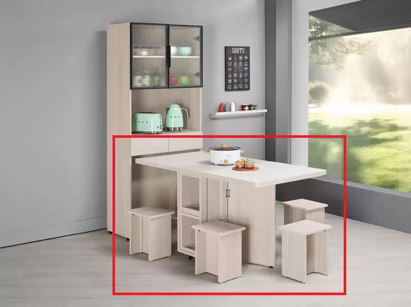 里斯特仿石面多功能折合餐桌+4椅