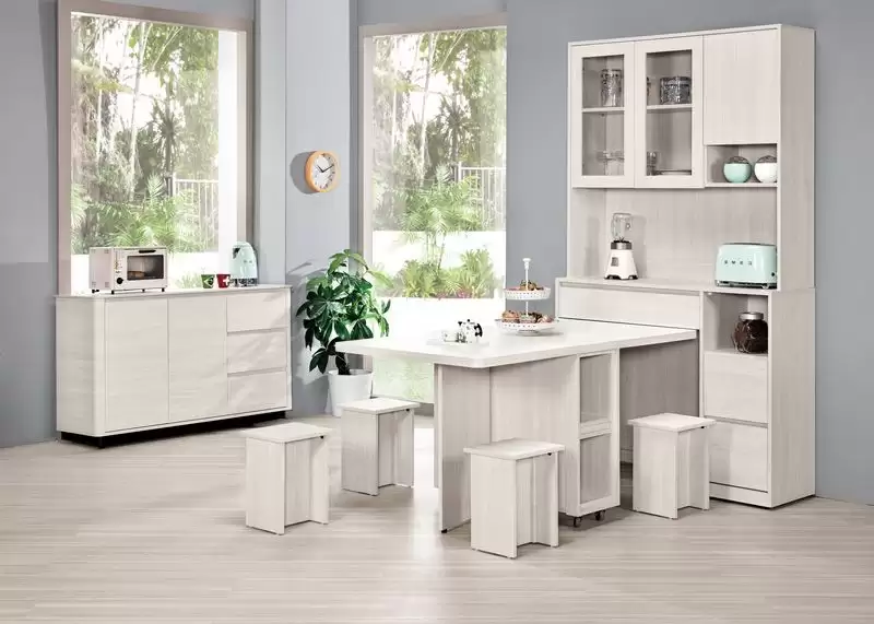 華爾斯4尺餐櫃+餐桌4椅