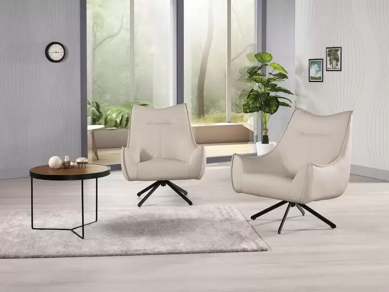 耶達休閒椅(米色皮)