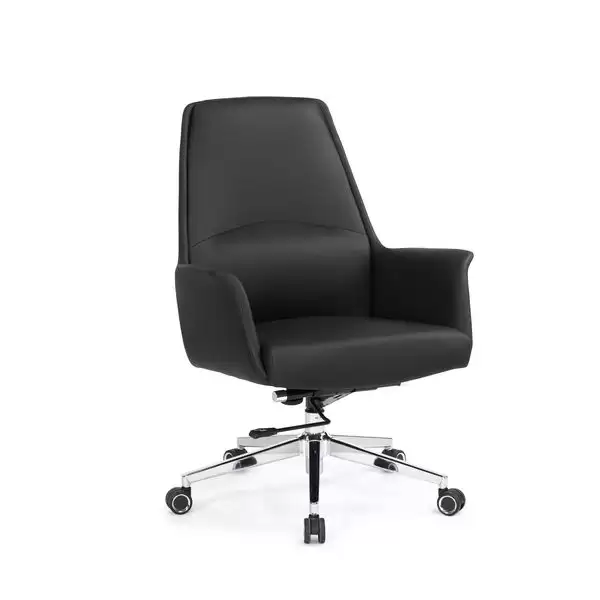 貝洛娜辦公椅(低背)(黑色)(皮)