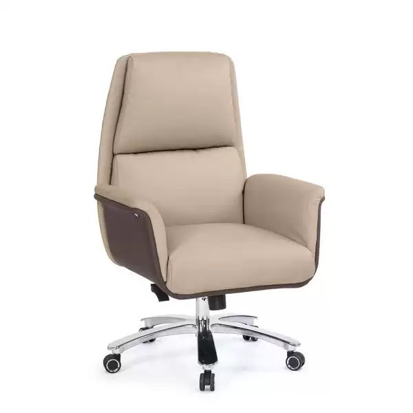 珍妮辦公椅(低背)(米白色)(皮)