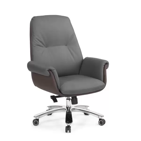 艾達辦公椅(低背)(灰色)(皮)