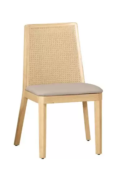 亞肯餐椅(灰色皮)(實木)