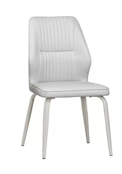 亞歷餐椅(淺灰色皮)(五金腳)