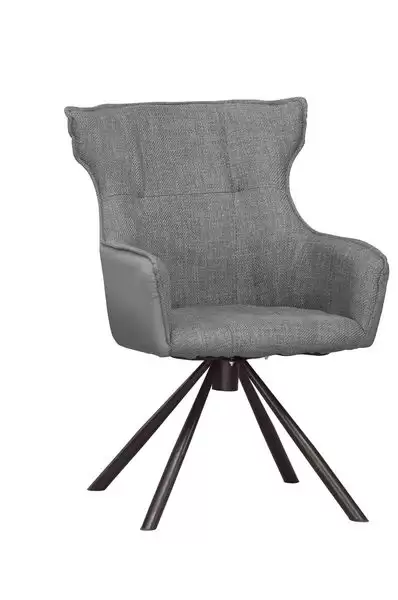 艾薩克旋轉餐椅(灰色布)(五金腳)