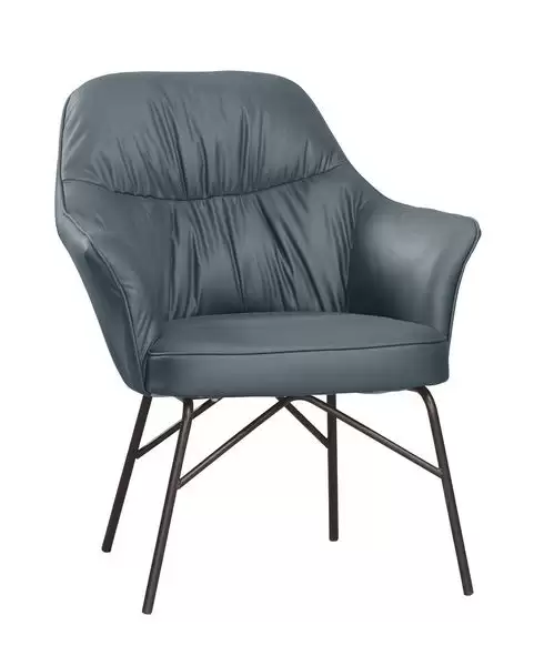 澳典休閒椅(灰色皮)(五金腳)