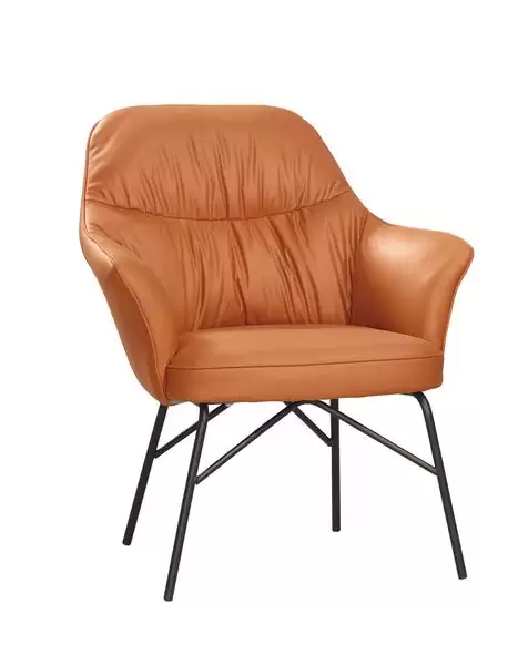 澳典休閒椅(橘色皮)(五金腳)