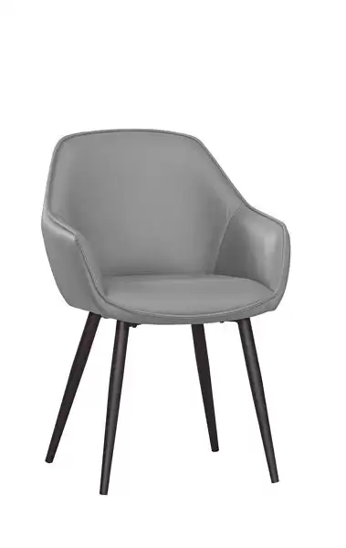 彼得餐椅(灰色皮)(五金腳)