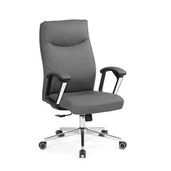 貝思辦公椅(低背)(灰色)(皮)
