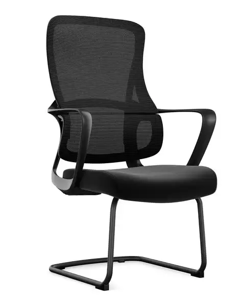 喬治人體工學洽談椅(黑色)(布)