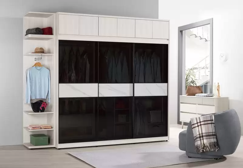 蘿克斯被櫥式鋁框拉門衣櫥(黑玻璃)