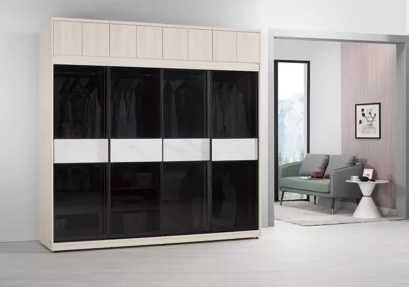 里斯特8尺鋁框拉門衣櫥(黑玻璃)