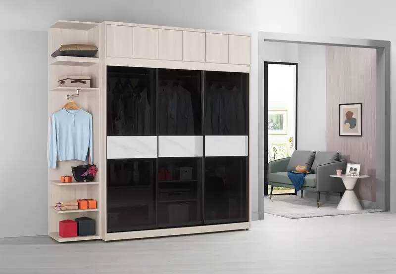 里斯特6尺鋁框拉門衣櫥(黑玻璃)