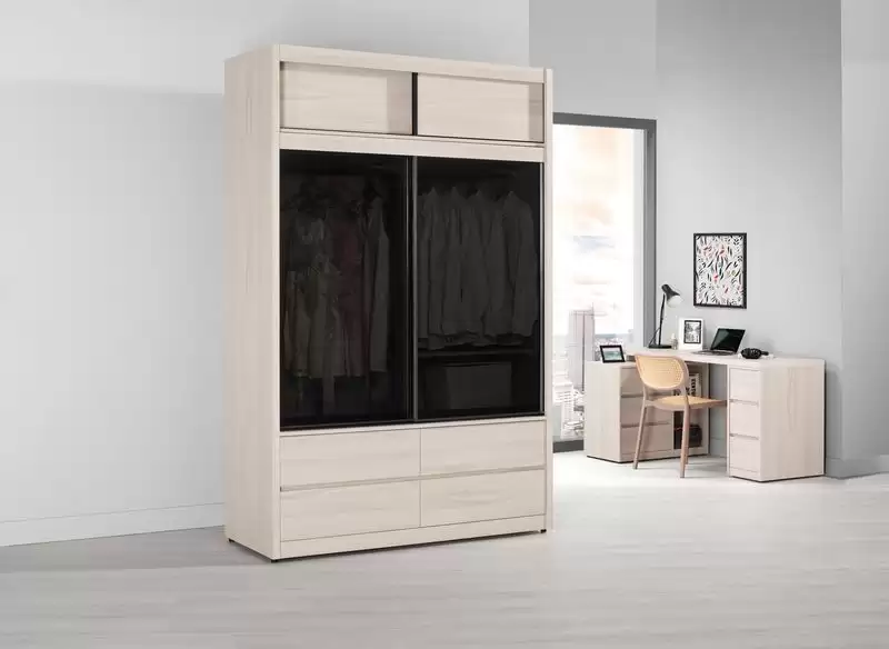 里斯特5尺鋁框拉門衣櫥(黑玻璃)