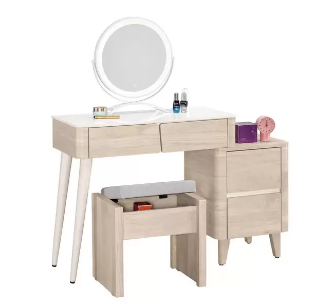 丹尼爾2.7尺岩板伸縮化妝台含椅