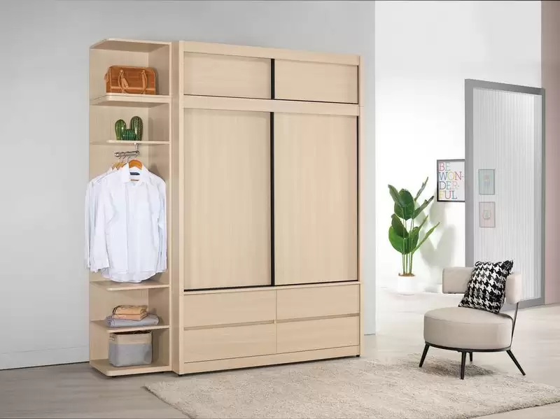 艾維斯5尺四抽拉門衣櫥(木門)