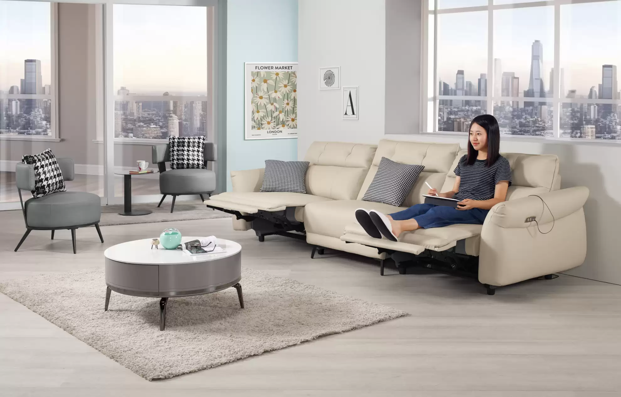 電動沙發.一字型沙發